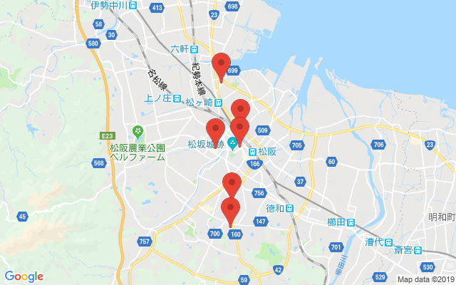 松阪の保険相談窓口のマップ